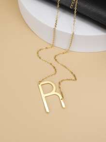 Letter Charm Necklace - Yellow Gold - View 2