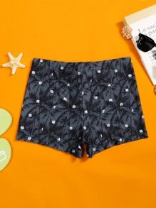 Surfspeed Hombres Shorts de natación con estampado tropical - Gris - Ver 2