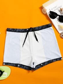 Surfspeed Hombres Shorts de natación con estampado tropical - Gris - Ver 3