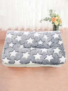 1 chiếc giường cho thú cưng hình ngôi sao và hình chữ nhật màu xám sang trọng có thể tháo rời và giặt được, lót nhiệt, thích hợp cho mèo nhỏ và vừa, thảm ngủ bốn mùa - Xám - Xem 5