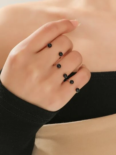 3pcs/set Ball Decor Cuff Ring