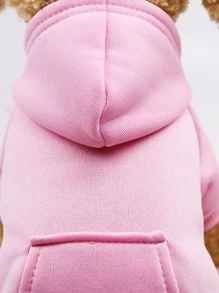 1pc Solid Color Pet Hoodie With Pocket - Pink - View 3