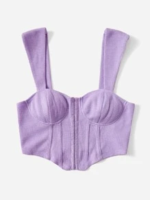 SHEIN MOD Hook and Eye Asymmetrical Hem Tank Top - Purple - View 3