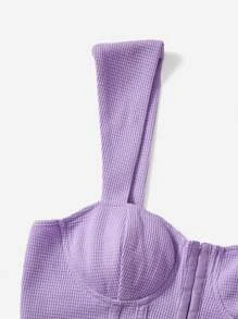 SHEIN MOD Hook and Eye Asymmetrical Hem Tank Top - Purple - View 4