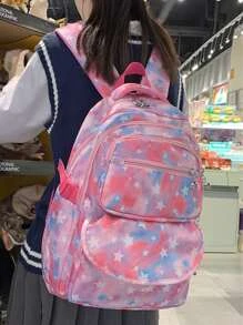 3入組星星圖案經典背包套裝帶筆盒書包套裝適合畢業生、青少年女孩、新生、大二、初中和高中學生、大學和高中，非常適合戶外、旅行和返校 - 彩色 - 查看 4