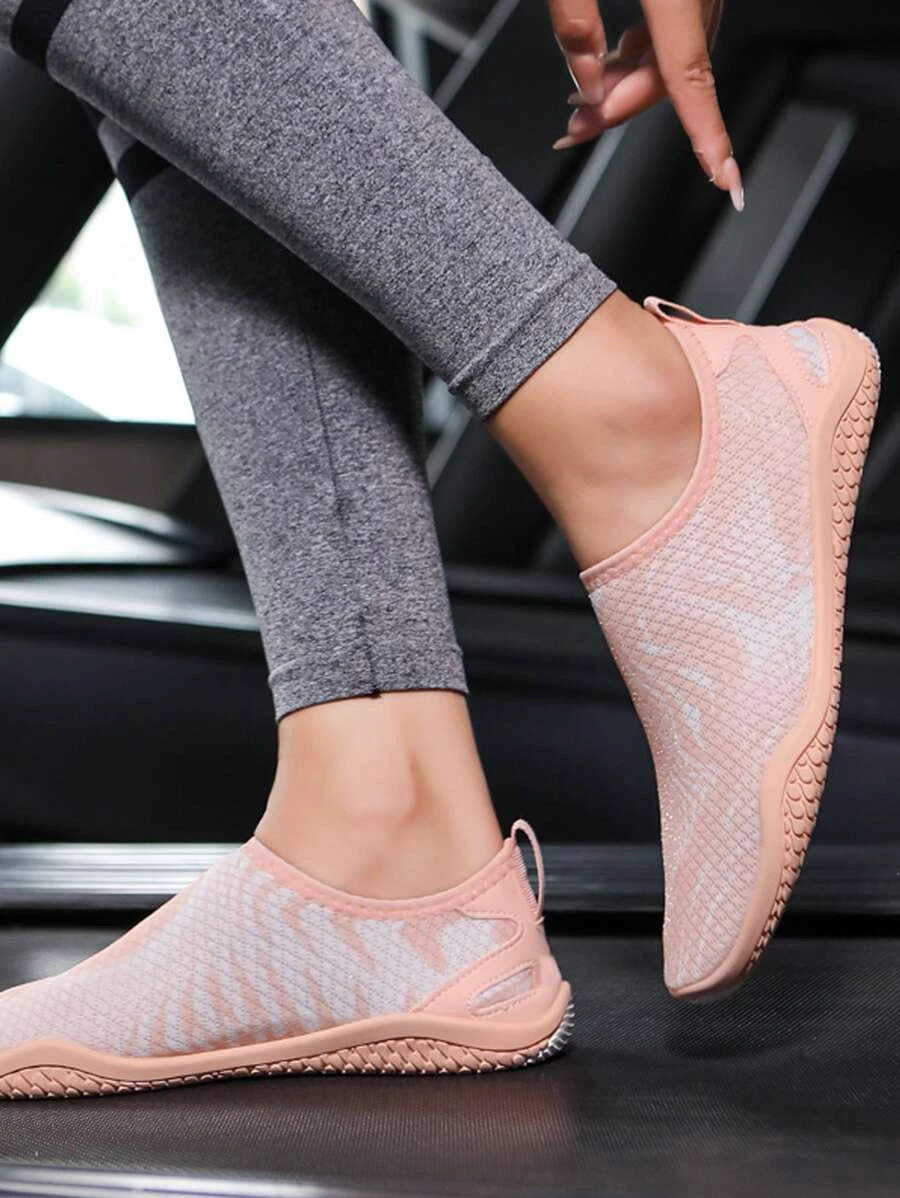 女士雙色一腳蹬水襪運動戶外織物涉水鞋,彩色彈性運動涉水鞋帶襪子設計 - 彩色 - 查看 1