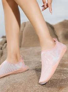 女士雙色一腳蹬水襪運動戶外織物涉水鞋,彩色彈性運動涉水鞋帶襪子設計 - 彩色 - 查看 2