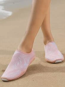 女士雙色一腳蹬水襪運動戶外織物涉水鞋,彩色彈性運動涉水鞋帶襪子設計 - 彩色 - 查看 6