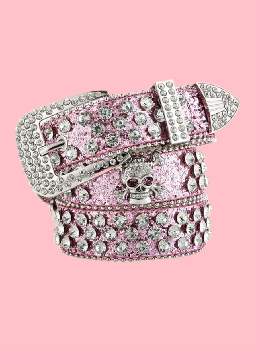 1 pieza Cinturón de mujer con decoración de rhinestones, para Halloween - Rosa - Ver 1