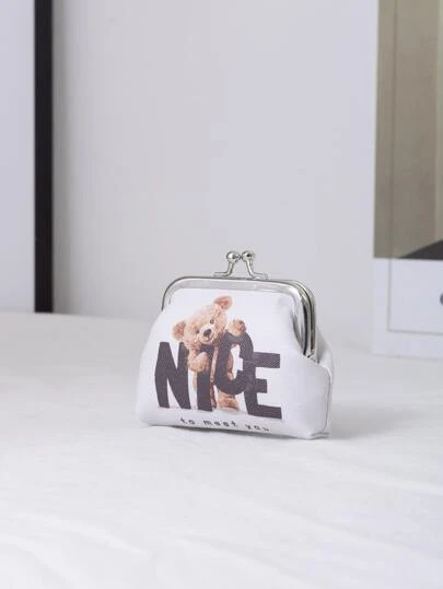 女孩卡通熊和字母圖案零錢包