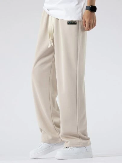 Chillumni Herr Lös passform Byxor Med Lapp med text detalj Och Dragsko i Midjan