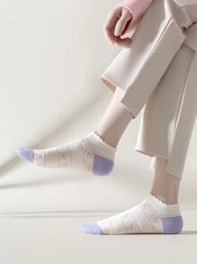 2 đôi vớ mắt cá chân họa tiết hoa - Nhiều màu - Xem 2