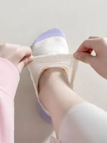 2 đôi vớ mắt cá chân họa tiết hoa - Nhiều màu - Xem 3