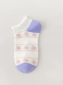 2 đôi vớ mắt cá chân họa tiết hoa - Nhiều màu - Xem 4