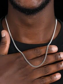 1 pièce Collier À Chaîne Pour Homme Simple Métallique Adapté Pour Port Quotidien
