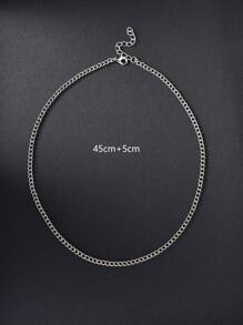 1 pièce Collier À Chaîne Pour Homme Simple Métallique Adapté Pour Port Quotidien