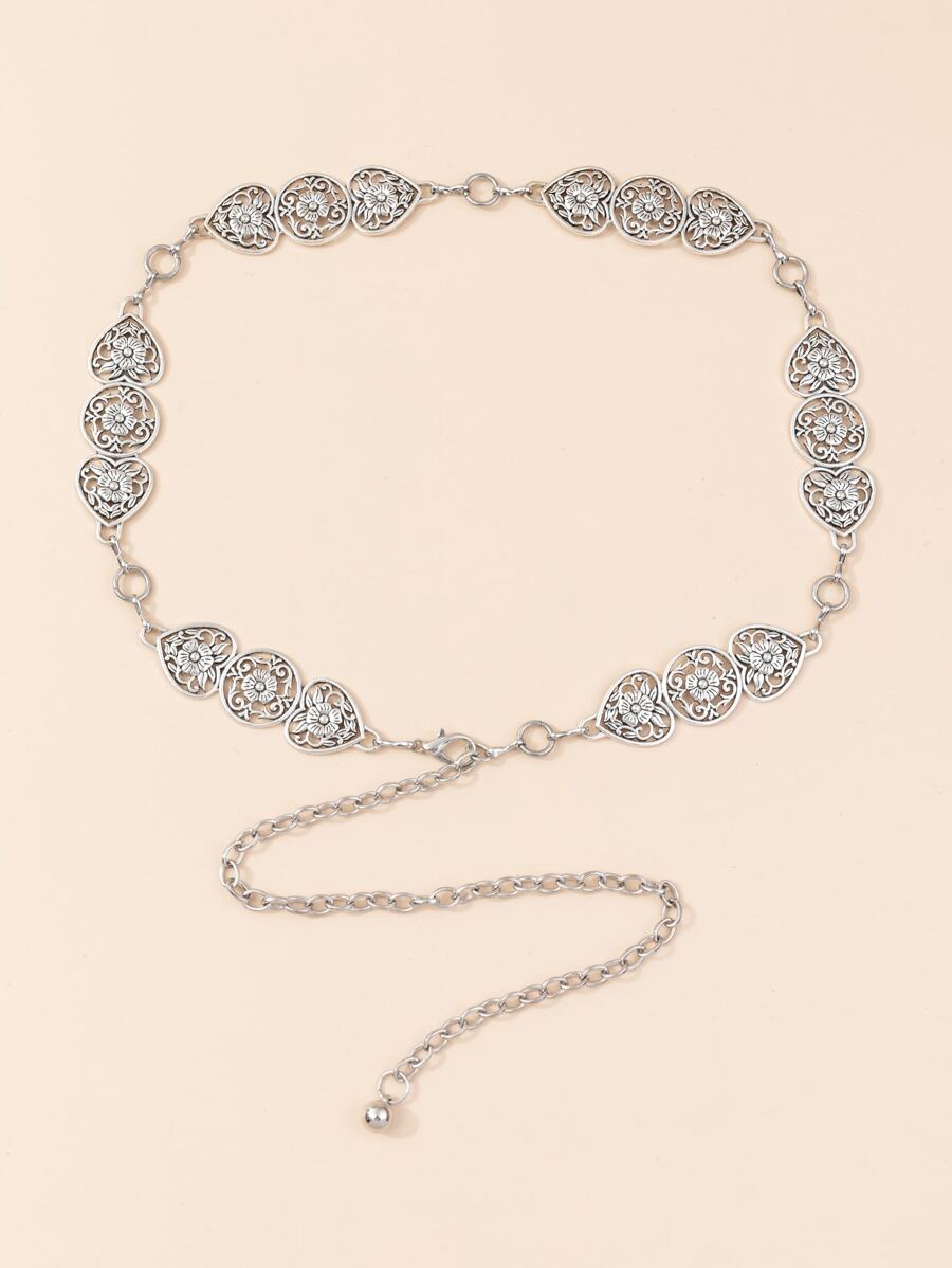 Cinturón de cadena con diseño redondo - Plateado - Ver 1