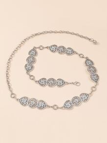 Cinturón de cadena con diseño redondo - Plateado - Ver 2