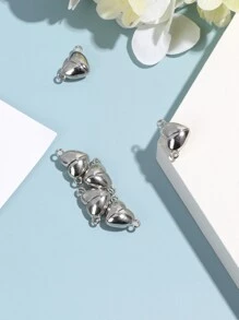 20pcs/Set Heart Shape Magnet Connector Clasps For Bracelet Necklace Connectors Valentines - Silver - View 3