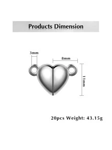 20pcs/Set Heart Shape Magnet Connector Clasps For Bracelet Necklace Connectors Valentines - Silver - View 4