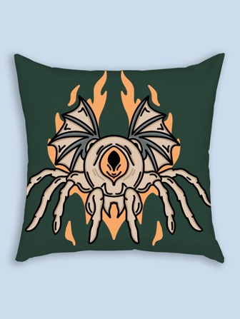 GPPDSGN 1pc Spider Print Cushion Cover, Cartoon Fabric Insect Print Decorative Square Cushion Cover Without Filler
