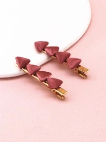 2pcs Triangle Decor Alligator Hair Clip - Redwood - View 1