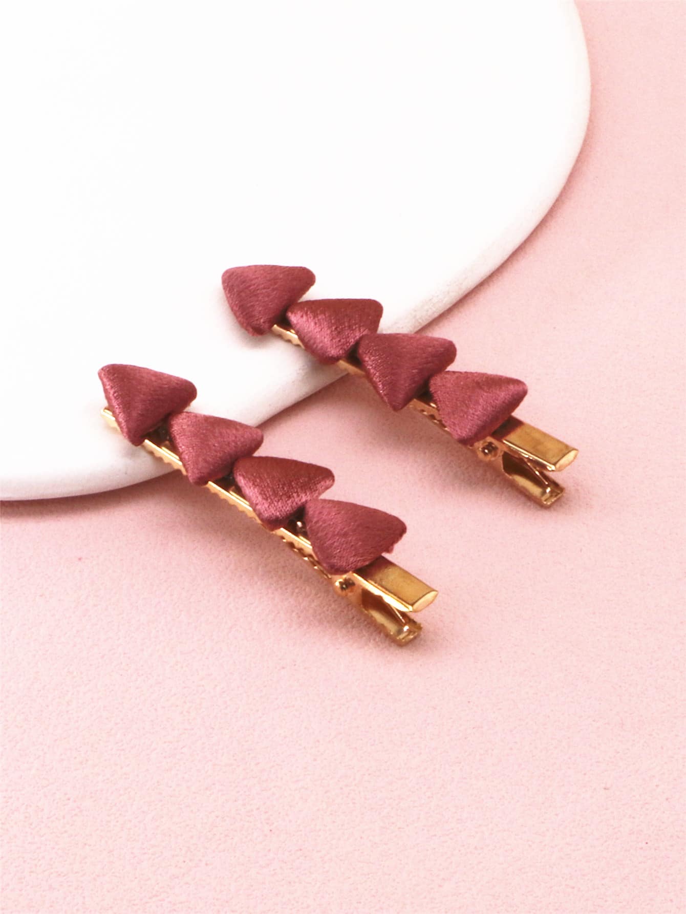 2pcs Triangle Decor Alligator Hair Clip - Redwood - View 1