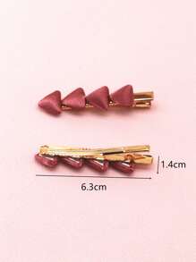 2pcs Triangle Decor Alligator Hair Clip - Redwood - View 3