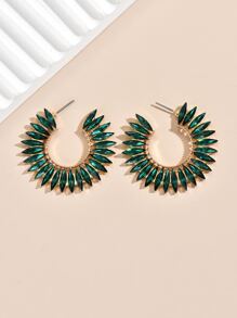 Rhinestone Decor Cuff Hoop Earrings - Multicolor - View 2