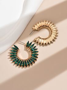 Rhinestone Decor Cuff Hoop Earrings - Multicolor - View 4