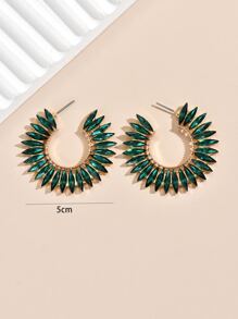 Rhinestone Decor Cuff Hoop Earrings - Multicolor - View 5