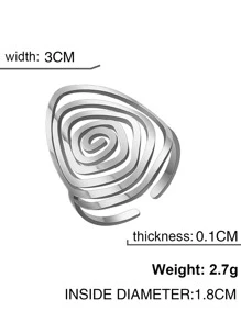 1pc Swirl Design Ring, Stainless Steel Jewelry - Silver - View 4