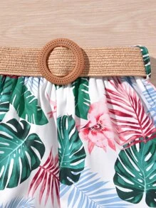 SHEIN Bộ hai mảnh Gái viền lá sen Nhiệt đới Boho - Nhiều màu - Xem 4