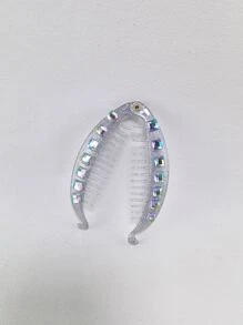 Clip de banana para el pelo con diseño de diamante de imitación hueso de pescado - Multicolor - Ver 3