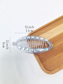 Clip de banana para el pelo con diseño de diamante de imitación hueso de pescado - Multicolor - Ver 4