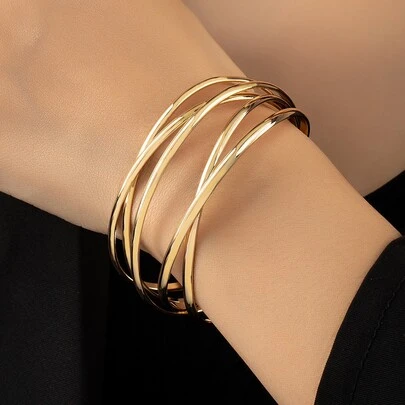 1 件男女通用复古风格镂空多层银色手链，适合休闲、聚会或度假使用的时尚礼物