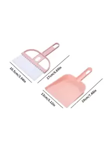 2pcs/set Plastic Mini Broom With Dustpan, Pink Garbage Cleaning Tool For Home - Pink - View 3