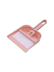 2pcs/set Plastic Mini Broom With Dustpan, Pink Garbage Cleaning Tool For Home - Pink - View 1