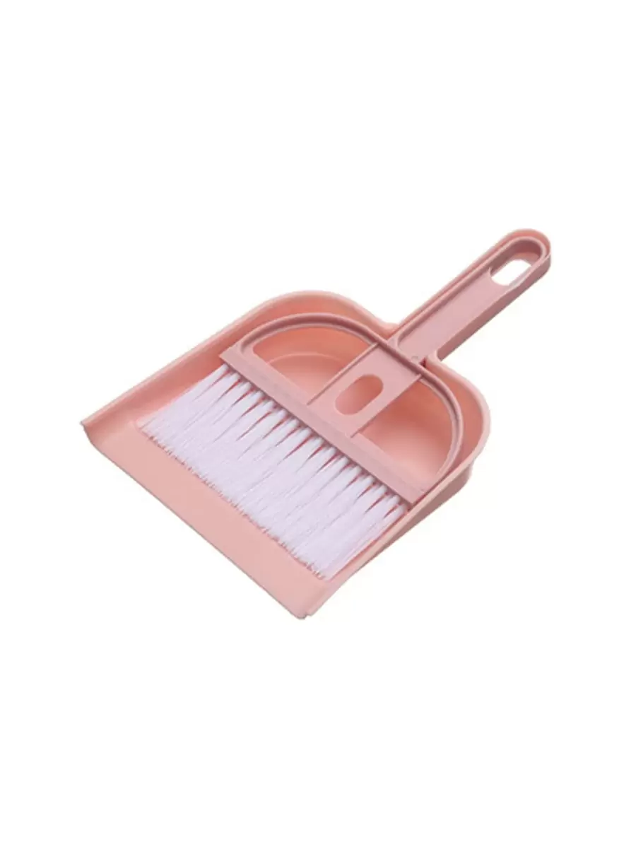2pcs/set Plastic Mini Broom With Dustpan, Pink Garbage Cleaning Tool For Home - Pink - View 1