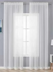 1入組白色薄透面極簡窗簾 - 白色 - 查看 1