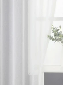 1入組白色薄透面極簡窗簾 - 白色 - 查看 3