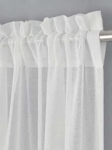 1入組白色薄透面極簡窗簾 - 白色 - 查看 4