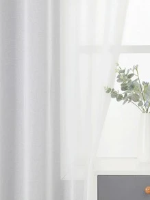 1入組白色薄透面極簡窗簾 - 白色 - 查看 5