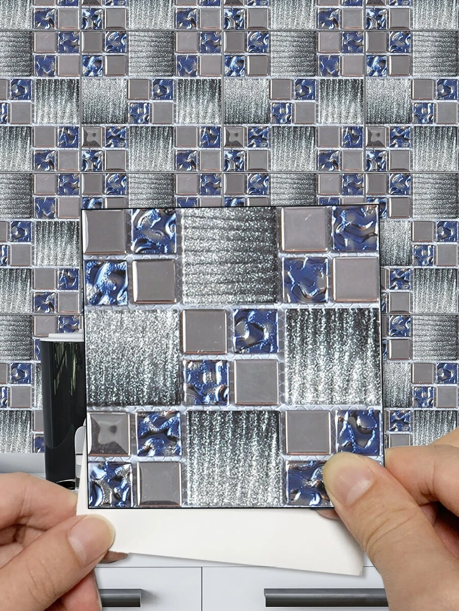 6片馬賽克圖案防水自粘裝飾貼紙 - 彩色 - 查看 1