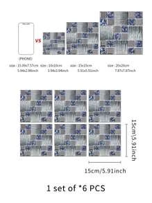 6片馬賽克圖案防水自粘裝飾貼紙 - 彩色 - 查看 6