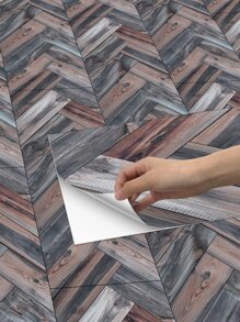 2 piezas Palo PVC piso clásico con patrón de madera impermeable autoadhesivo piso azulejo para casa - Multicolor - Ver 2