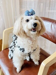 1 váy in hoa cho thú cưng - Đen và trắng - Xem 4