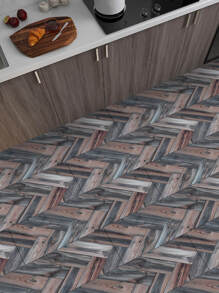 2 piezas Palo PVC piso clásico con patrón de madera impermeable autoadhesivo piso azulejo para casa - Multicolor - Ver 3