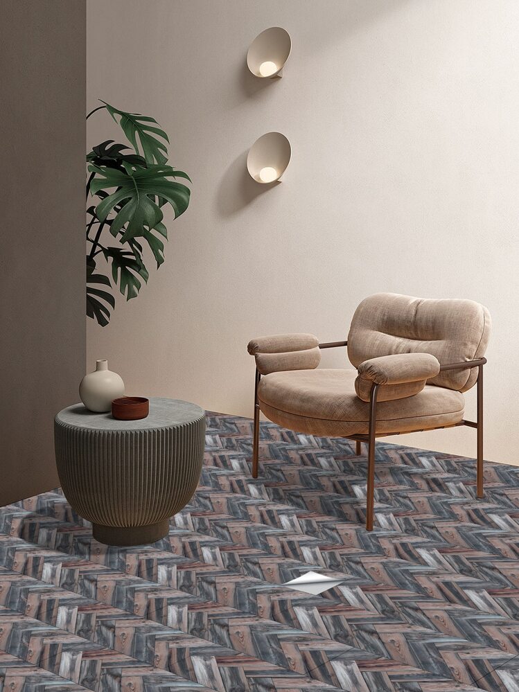 2 piezas Palo PVC piso clásico con patrón de madera impermeable autoadhesivo piso azulejo para casa - Multicolor - Añade 5