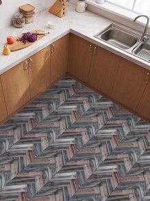 2 piezas Palo PVC piso clásico con patrón de madera impermeable autoadhesivo piso azulejo para casa - Multicolor - Ver 6